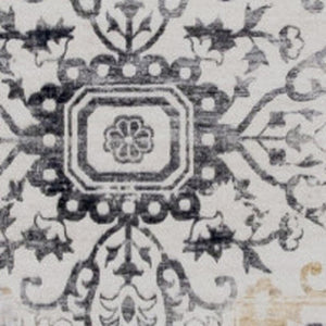 HomeRoots 5' Gray and Gold Oriental Area Rug - Timeless Elegance, Stain Resistant, Durable for High-Traffic Areas 8' X 11' 530574