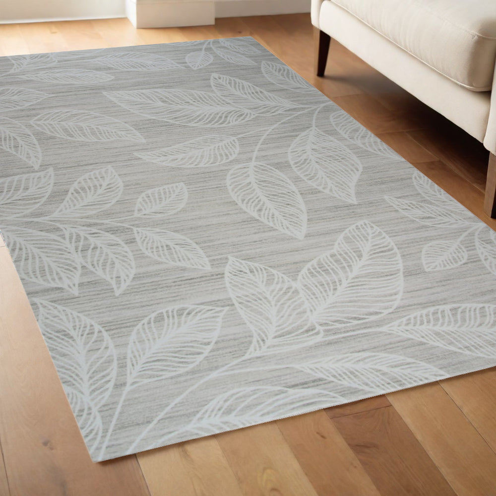 Homeroots 4' X 6' Beige And Ivory Floral Distressed Area Rug  Polyester 530575