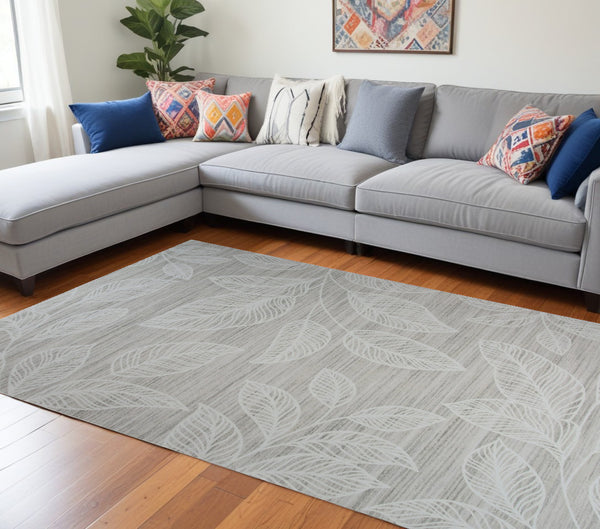 Homeroots 8' X 11' Beige And Ivory Floral Distressed Area Rug  Polyester 530578