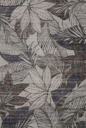 HomeRoots 5' Gray and Brown Floral Distressed Area Rug - Timeless Charm, Stain Resistant, Perfect for Living Spaces 7' X 10' 530581