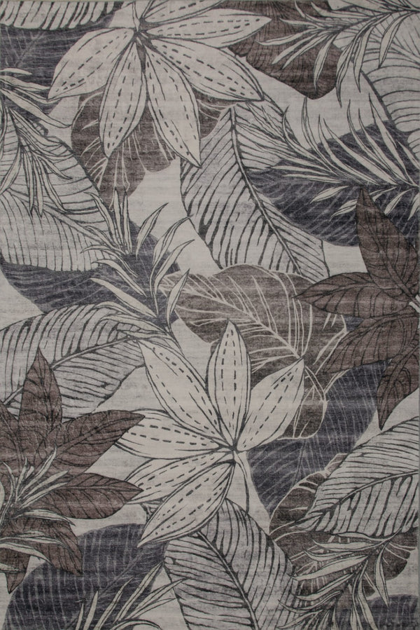 HomeRoots 5' Gray and Brown Floral Distressed Area Rug - Timeless Charm, Stain Resistant, Perfect for Living Spaces 8' X 11' 530582