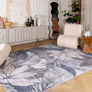 HomeRoots 5' Gray and Brown Floral Distressed Area Rug - Timeless Charm, Stain Resistant, Perfect for Living Spaces 8' X 11' 530582