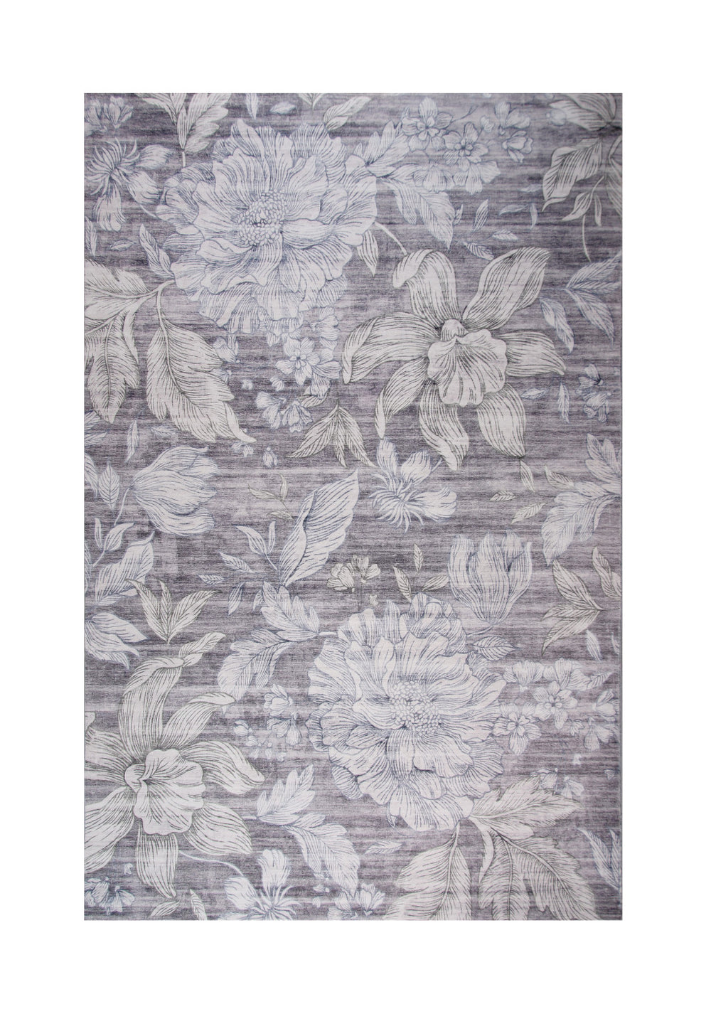 Homeroots 4' X 6' Gray And Beige Floral Area Rug  Polyester 530583