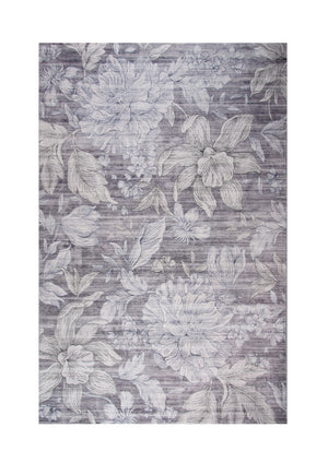 Homeroots 4' X 6' Gray And Beige Floral Area Rug  Polyester 530583