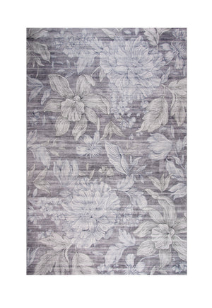 Homeroots 5' X 8' Gray And Beige Floral Area Rug  Polyester 530584