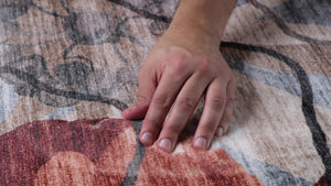 Homeroots 4' X 6' Red And Beige Floral Distressed Area Rug  Polyester 530587