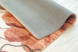 Homeroots 4' X 6' Red And Beige Floral Distressed Area Rug  Polyester 530587