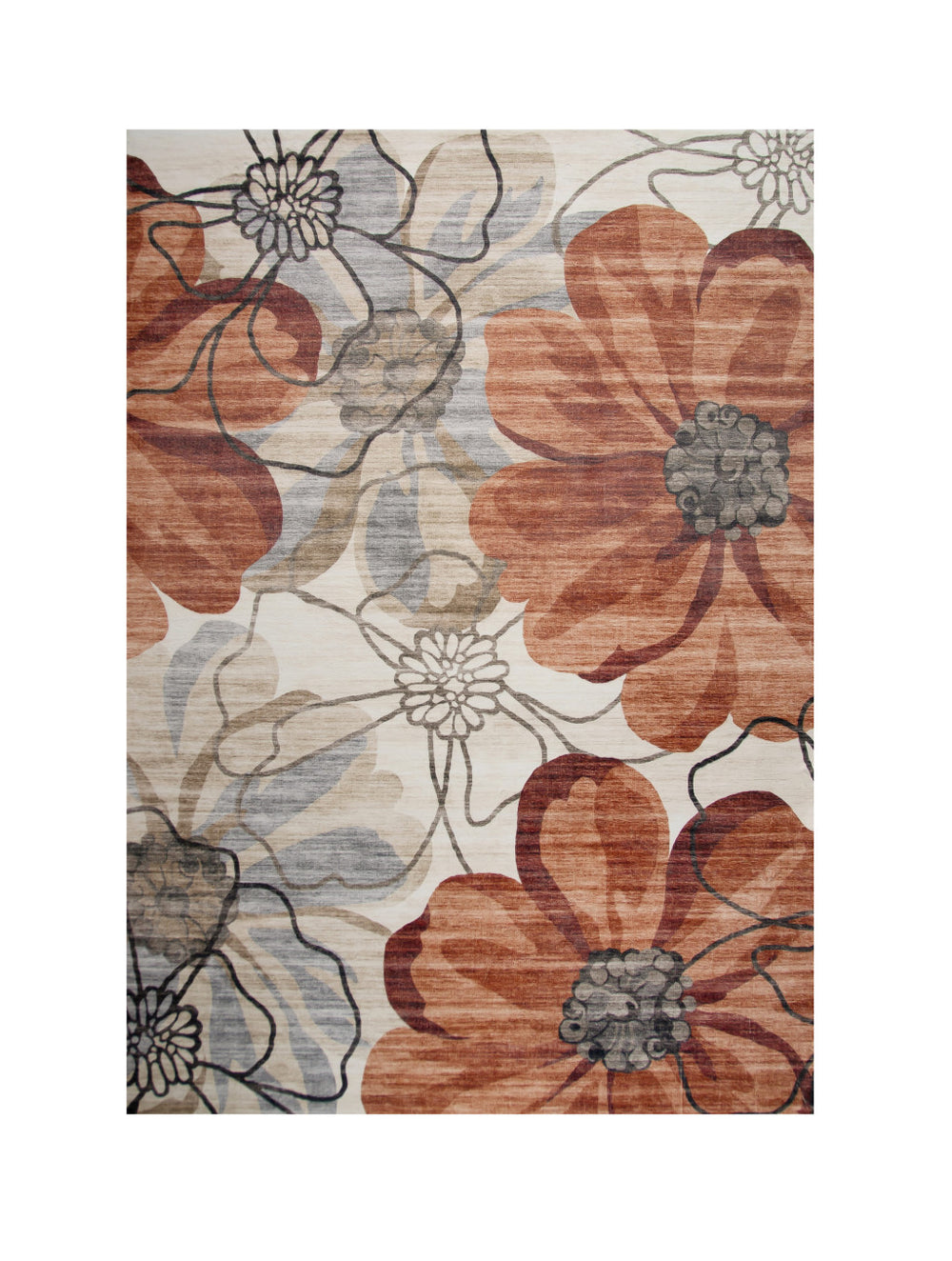 Homeroots 8' X 11' Red And Beige Floral Distressed Area Rug  Polyester 530590