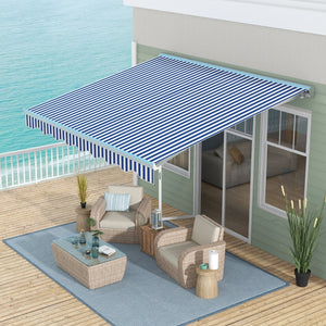 English Elm Outsunny 13' X 10' Electric Retractable Awning With Led Lights & Uv40+ Shade For Deck Or Yard W2225P200425-GIGA