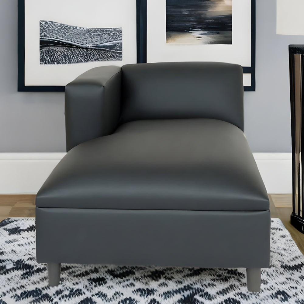 Homeroots 54" Black Faux Leather Lounge Chair   530635