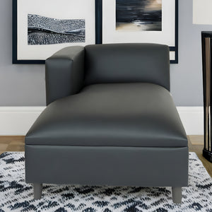 Homeroots 54" Black Faux Leather Lounge Chair   530635