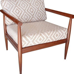 Homeroots 28" Beige And Brown Fabric Geometric Arm Chair   530636