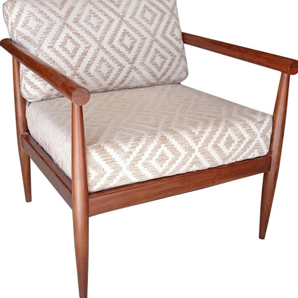 Homeroots 28" Beige And Brown Fabric Geometric Arm Chair   530636