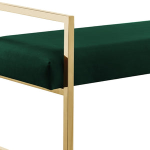 Homeroots 48" Hunter Green And Gold Upholstered Velvet Bench Hunter Green,Gold,Velvet Plywood 530649