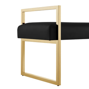 HomeRoots 48" Black and Gold Upholstered Bench - Modern Faux Leather Seating for Entryway & Bedroom Decor 530651