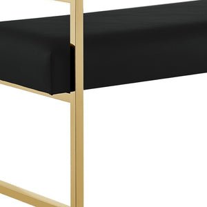HomeRoots 48" Black and Gold Upholstered Bench - Modern Faux Leather Seating for Entryway & Bedroom Decor 530651
