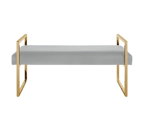 Homeroots 48" Gray And Gold Faux Leather Upholstered Bench Grey,Gold,Pu Leather Plywood 530653