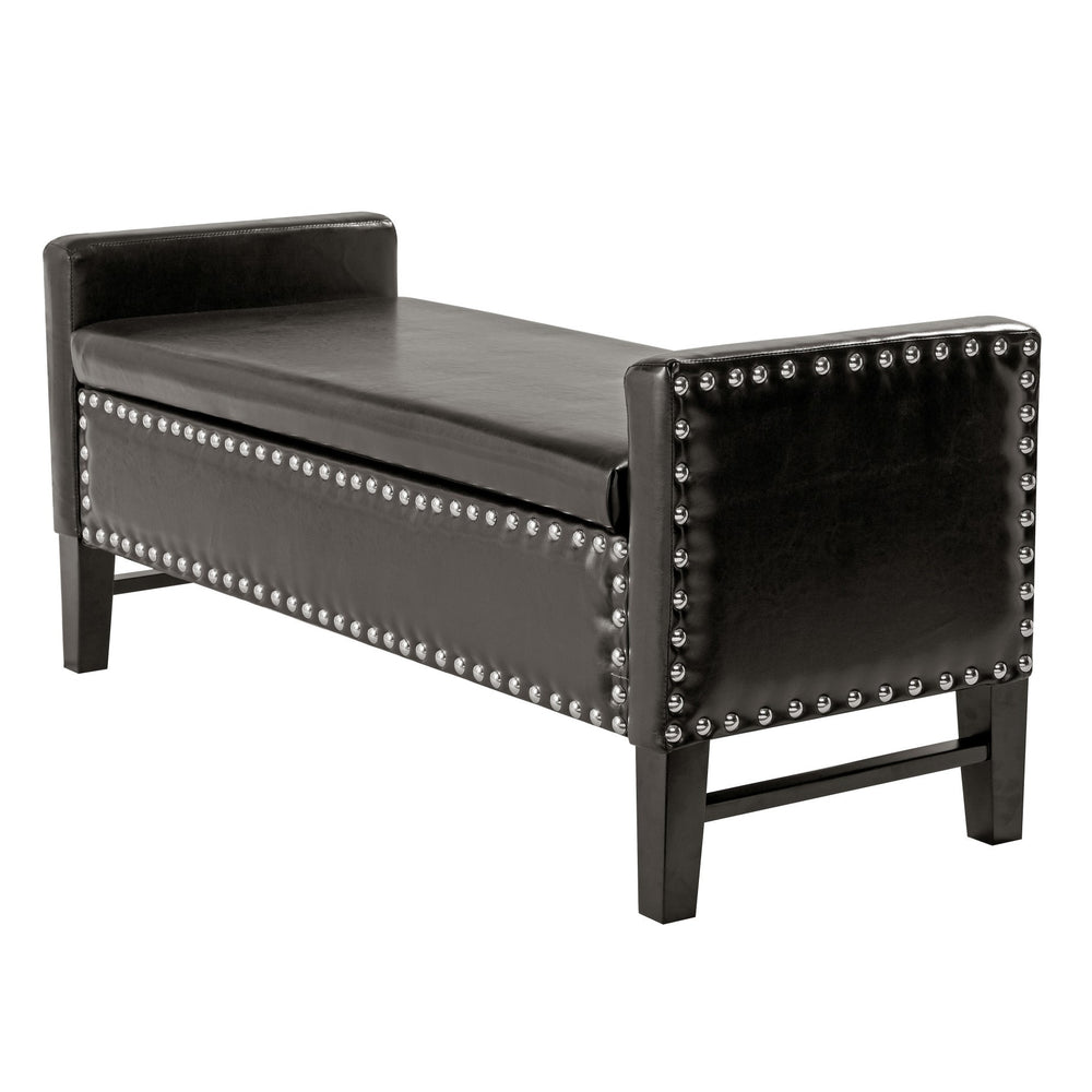 Homeroots 50" Espresso Upholstered Pu Leather Bench With Flip Top Espresso Velvet 530654