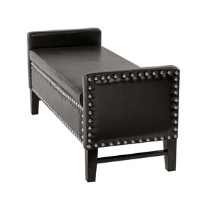 Homeroots 50" Espresso Upholstered Pu Leather Bench With Flip Top Espresso Velvet 530654