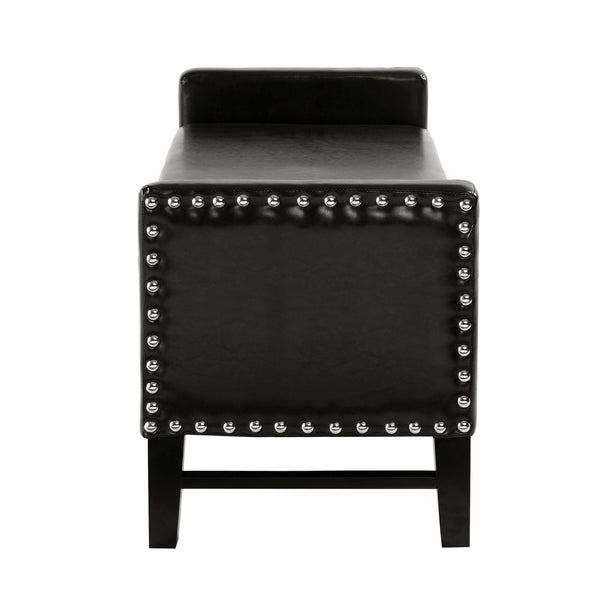 Homeroots 50" Espresso Upholstered Pu Leather Bench With Flip Top Espresso Velvet 530654