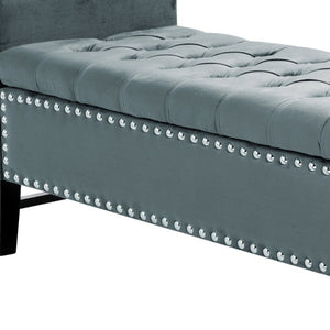 Homeroots 20" Slate Blue Upholstered Velvet Bench With Shoe Storage Slate Blue,Velvet Plywood 530658