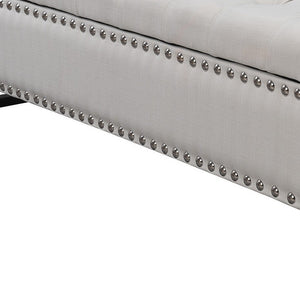 Homeroots 50" Cream And Black Tufted Linen Upholstered Storage Bench With Flip Top Cream White,Linen Plywood 530660