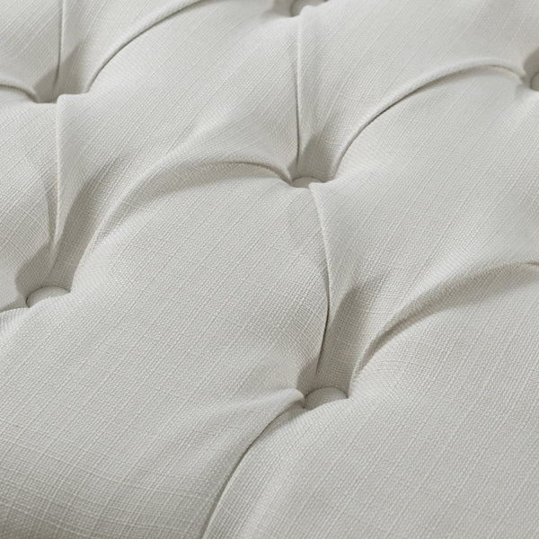 Homeroots 50" Cream And Black Tufted Linen Upholstered Storage Bench With Flip Top Cream White,Linen Plywood 530660