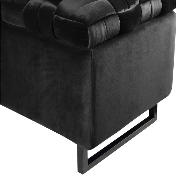 HomeRoots 16" Black Velvet Storage Bench with Flip Top - Stylish Seating & Hidden Organization for Any Space 530661
