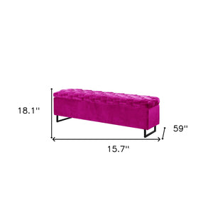 Homeroots 16" Fuchsia Upholstered Velvet Bench With Flip Top Fuchsia Velvet 530662