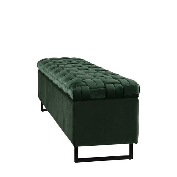 Homeroots 16" Hunter Green Upholstered Velvet Bench With Flip Top Hunter Green Velvet 530664