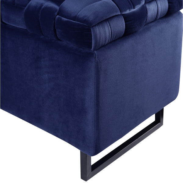 Homeroots 16" Navy Blue Upholstered Velvet Bench With Flip Top Navy Velvet 530665