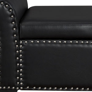 HomeRoots 20" Stylish Black Faux Leather Storage Bench with Flip Top, Padded Seating & Modern Design Accent 530666