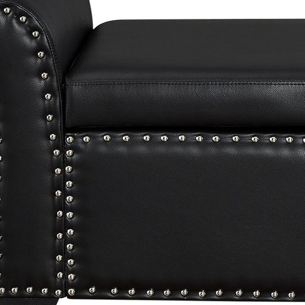 HomeRoots 20" Stylish Black Faux Leather Storage Bench with Flip Top, Padded Seating & Modern Design Accent 530666