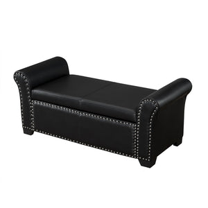 HomeRoots 20" Stylish Black Faux Leather Storage Bench with Flip Top, Padded Seating & Modern Design Accent 530666