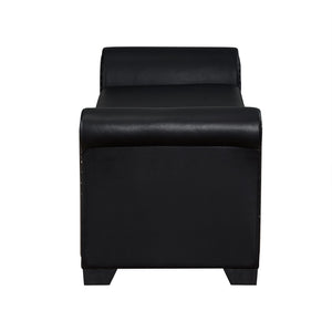 HomeRoots 20" Stylish Black Faux Leather Storage Bench with Flip Top, Padded Seating & Modern Design Accent 530666