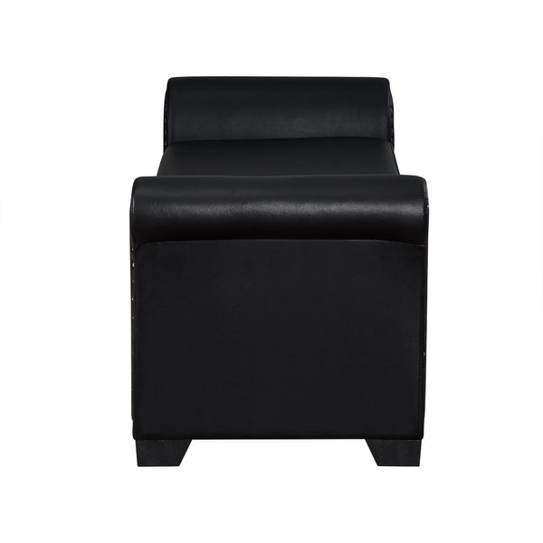 HomeRoots 20" Stylish Black Faux Leather Storage Bench with Flip Top, Padded Seating & Modern Design Accent 530666