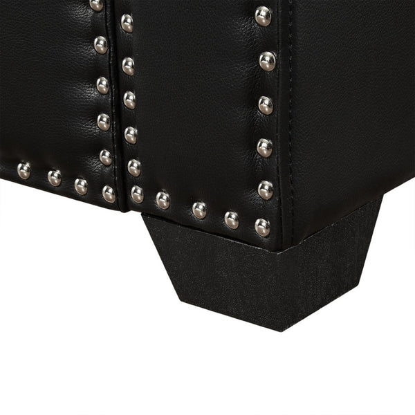 HomeRoots 20" Stylish Black Faux Leather Storage Bench with Flip Top, Padded Seating & Modern Design Accent 530666