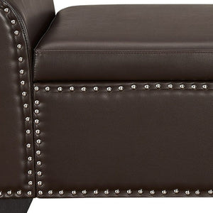 HomeRoots 20" Espresso Faux Leather Storage Bench with Flip Top - Modern Wood Design for Entryway & Bedroom 530667