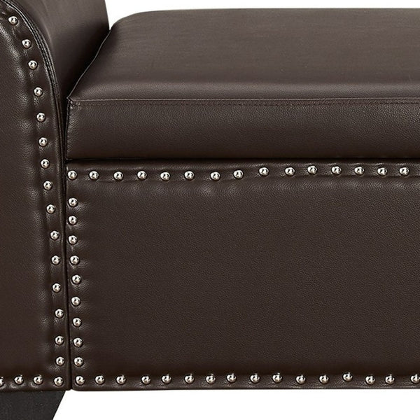 HomeRoots 20" Espresso Faux Leather Storage Bench with Flip Top - Modern Wood Design for Entryway & Bedroom 530667