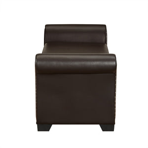 HomeRoots 20" Espresso Faux Leather Storage Bench with Flip Top - Modern Wood Design for Entryway & Bedroom 530667