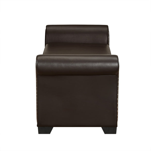 HomeRoots 20" Espresso Faux Leather Storage Bench with Flip Top - Modern Wood Design for Entryway & Bedroom 530667