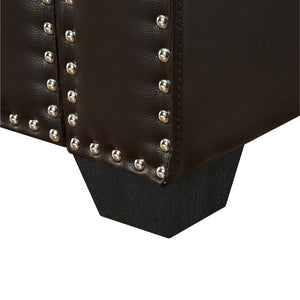 HomeRoots 20" Espresso Faux Leather Storage Bench with Flip Top - Modern Wood Design for Entryway & Bedroom 530667