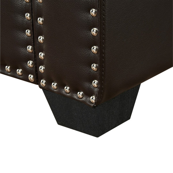 HomeRoots 20" Espresso Faux Leather Storage Bench with Flip Top - Modern Wood Design for Entryway & Bedroom 530667
