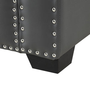 HomeRoots 20" Modern Gray and Black Faux Leather Storage Bench with Flip-Top, Padded Seating & Rolled Arms 530668