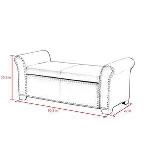 HomeRoots 20" Modern Gray and Black Faux Leather Storage Bench with Flip-Top, Padded Seating & Rolled Arms 530668