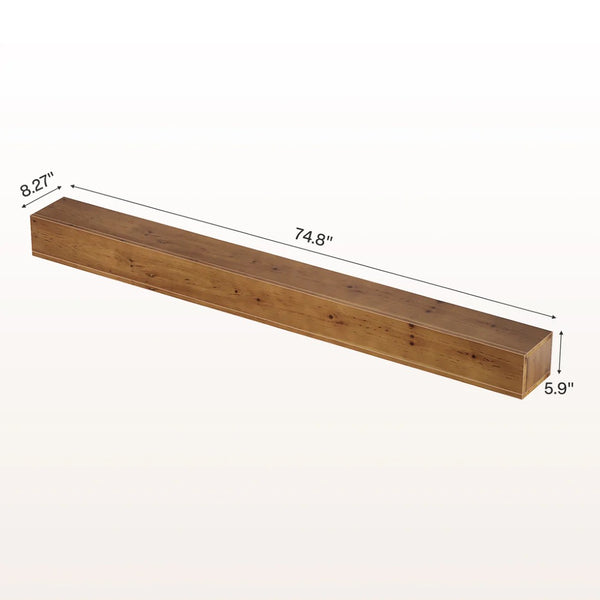 English Elm Wall Mounted Solid Wood Floating Mantel Shelf Extra Long Display for Living Room T3971P464308