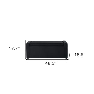 Homeroots 47" Black Upholstered Velvet Bench With Flip Top Black Velvet 530670