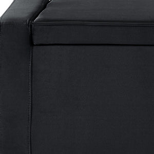 Homeroots 47" Black Upholstered Velvet Bench With Flip Top Black Velvet 530670