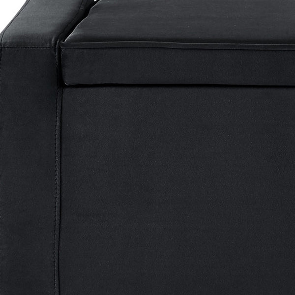 Homeroots 47" Black Upholstered Velvet Bench With Flip Top Black Velvet 530670