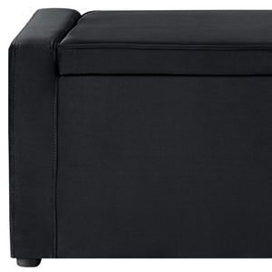 Homeroots 47" Black Upholstered Velvet Bench With Flip Top Black Velvet 530670